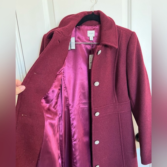 J. Crew Lady day coat in Burgundy with jewel buttons size 4, NWT. - Picture 5 of 12